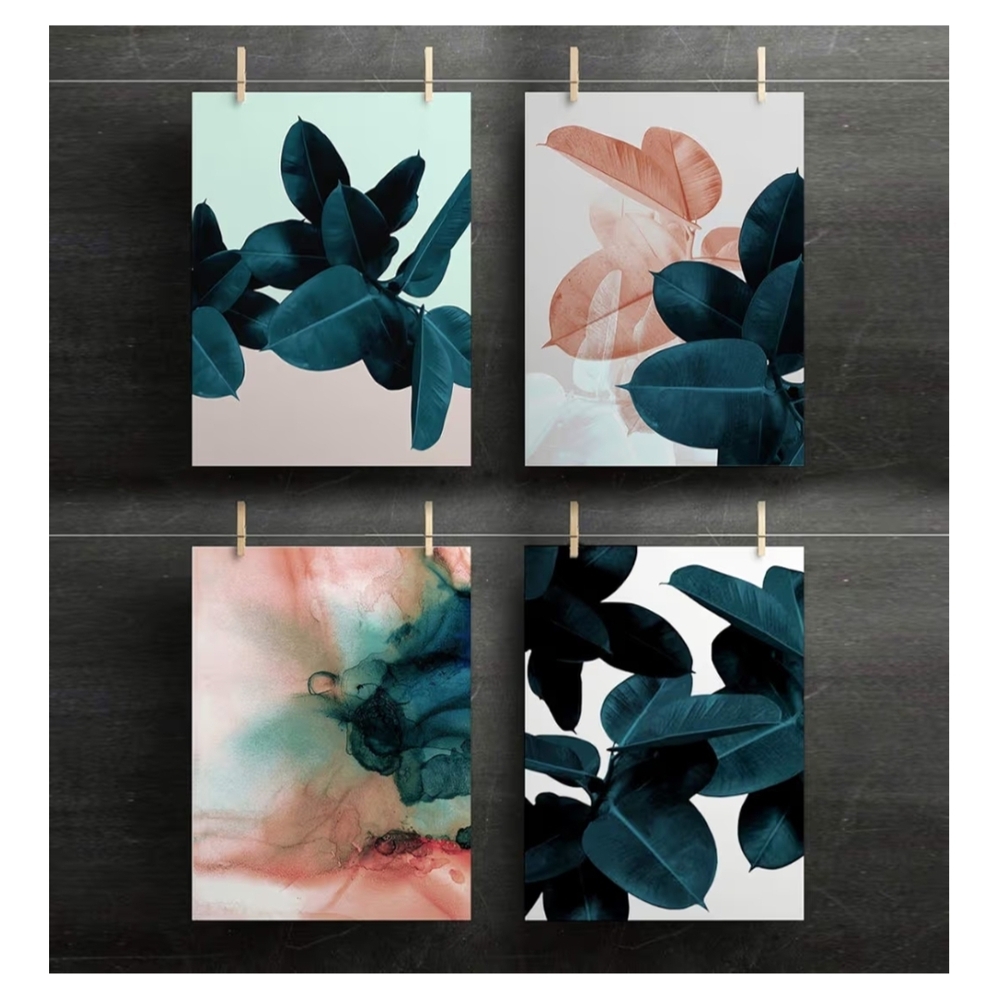 New Set Of 4 Abstract Botanical Art Prints Set